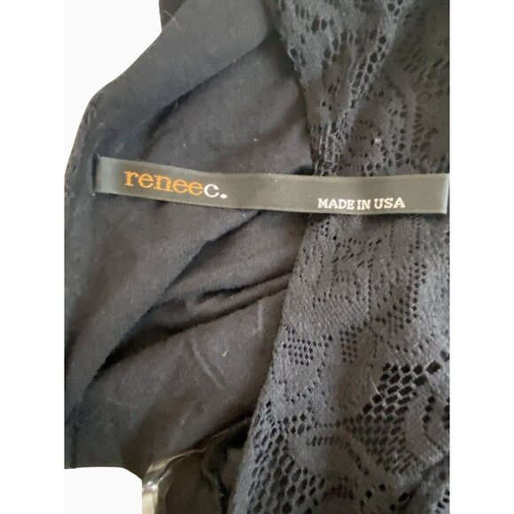 Witchy Boho Chic Black Lace Bell Sleeve Scooped Back Stretch Womens Top Medium - Picture 3 of 10